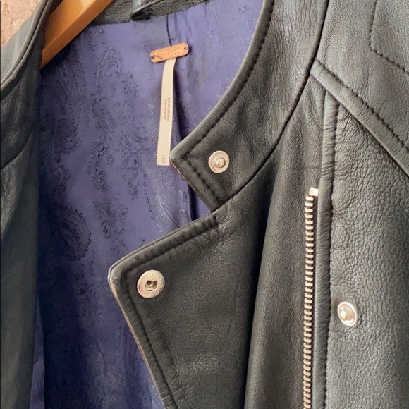 Free People Genuine Leather Biker Jacket - Picture 4 of 5